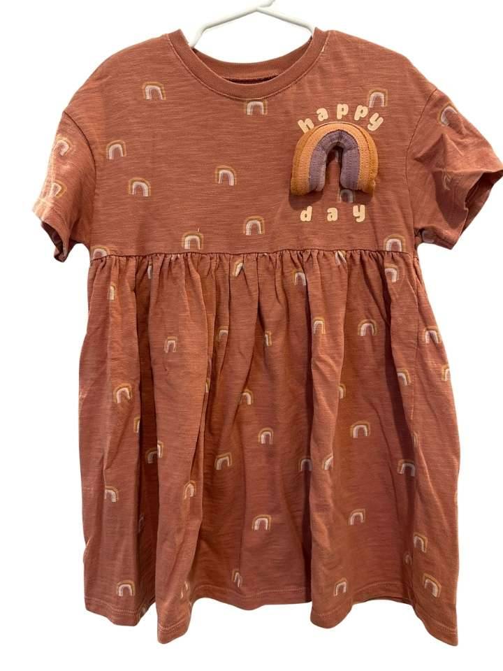 T-Shirt-Kleid, 104, Next, altrosa/Regenbogen