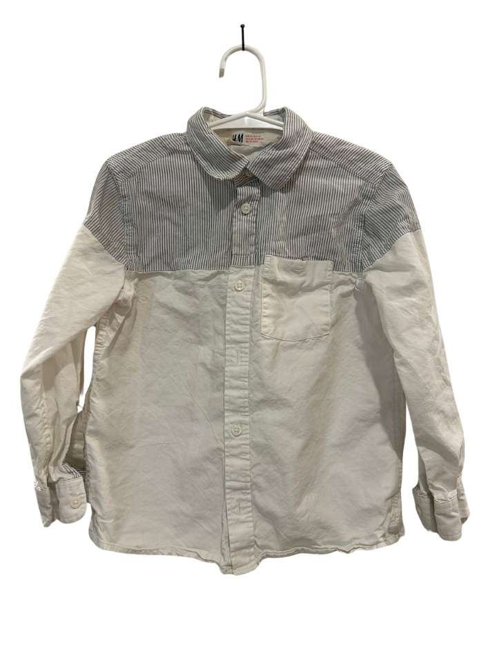Hemd, 116, H&M, weiss/oben gestreift