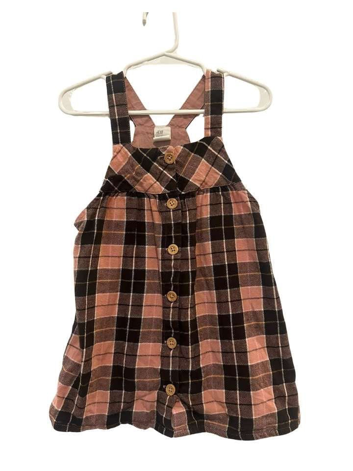 Trägerkleid, 86, H&M, rosa/braun/kariert