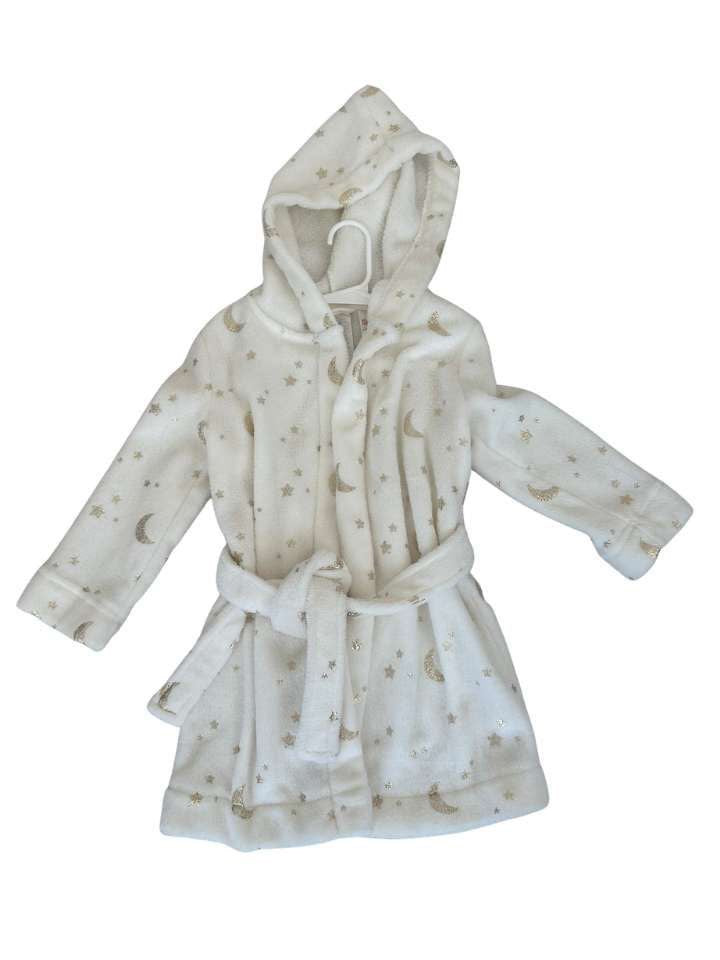 Bademantel, 98/104, H&M, weiss/gold/Sterne