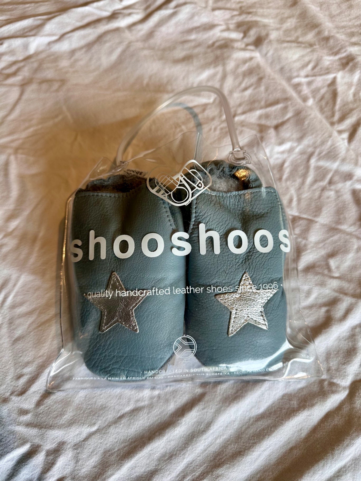Hausschuhe, 20/21, ShooShoos, graublau/silberner Stern