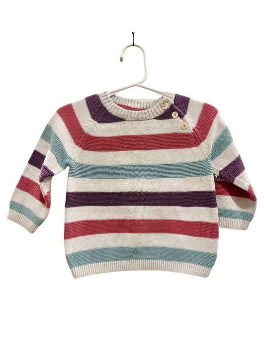 Strickpullover, 74, H&M, weiss/rosa/türkis/violett gestreift