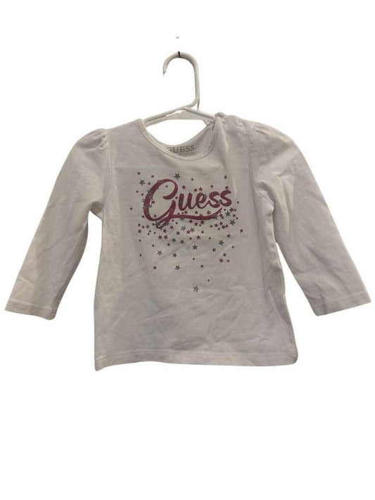 Langarmshirt, 80, Guess, weiss /rot-silber Glitzer