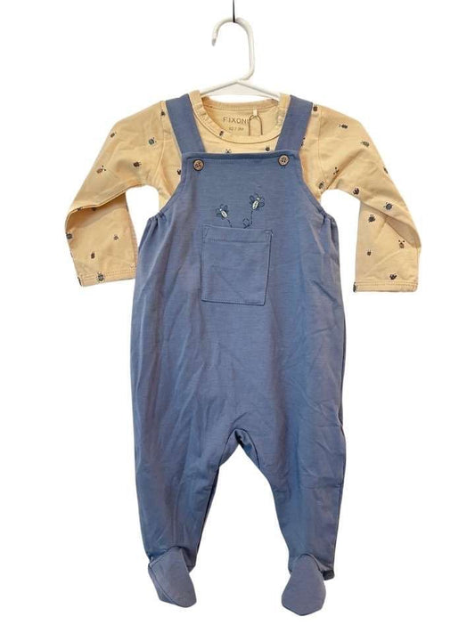 Set Body&Romper, 62, Fixoni, blaugrau/beige/Käfer