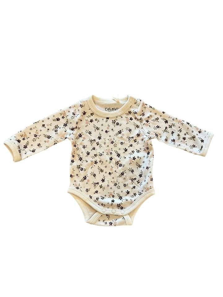 Body langarm, 50, CeLaVi, beige/Blumen