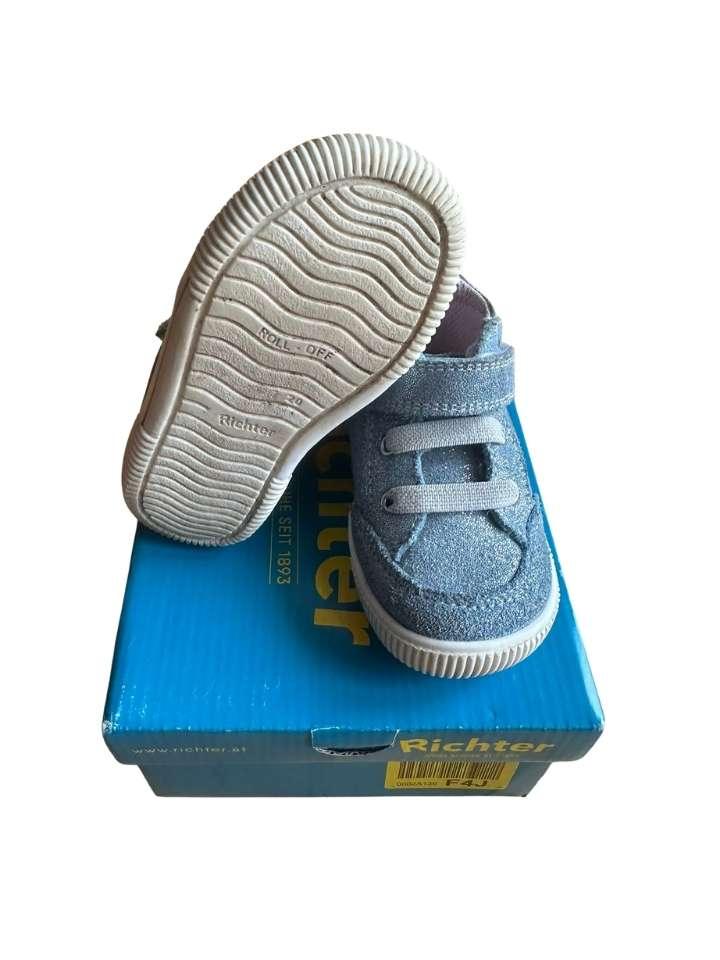 Halbschuhe, 20, Richter, silber-blau/Glitzer