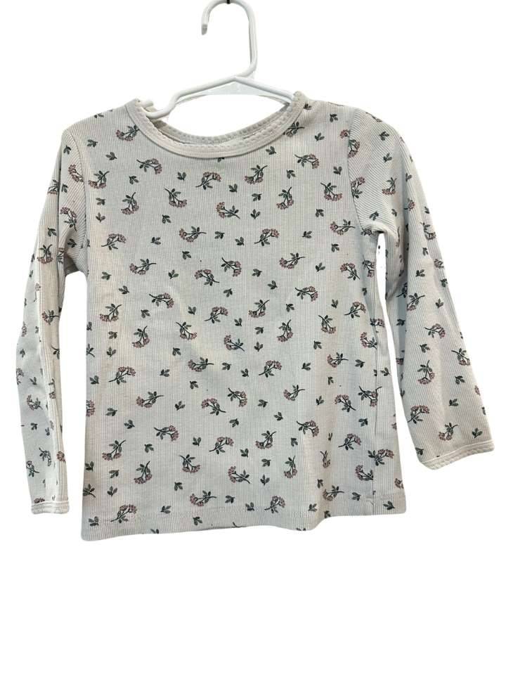 Langarmshirt, 98/104, H&M, cream/Blumen