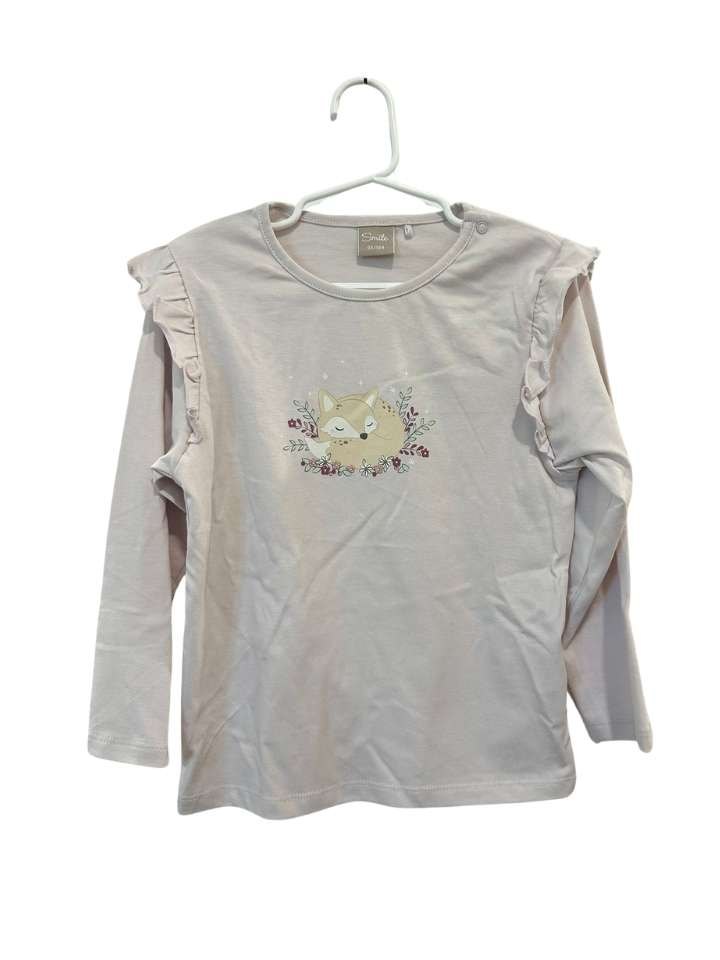 Langarmshirt, 98/104, Smile, hellrosa/Reh