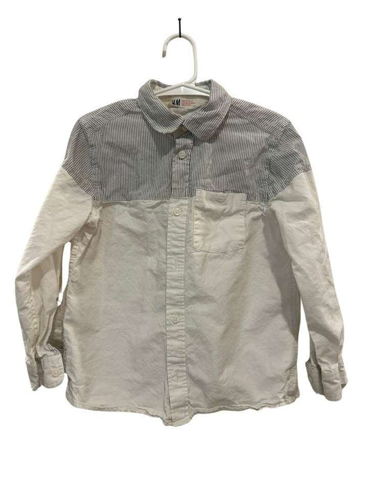 Hemd, 116, H&M, weiss/oben gestreift