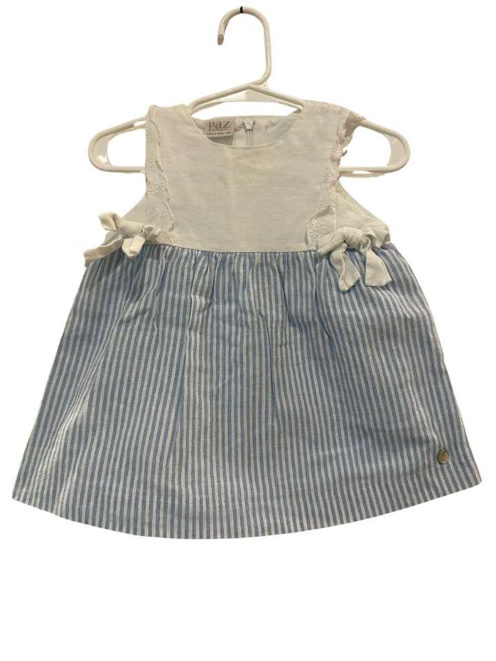 Designer Kleid, kurzarm, 80, PAZ, Blau und Weiß
