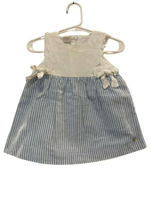 Designer Kleid, kurzarm, 80, PAZ, Blau und Weiß