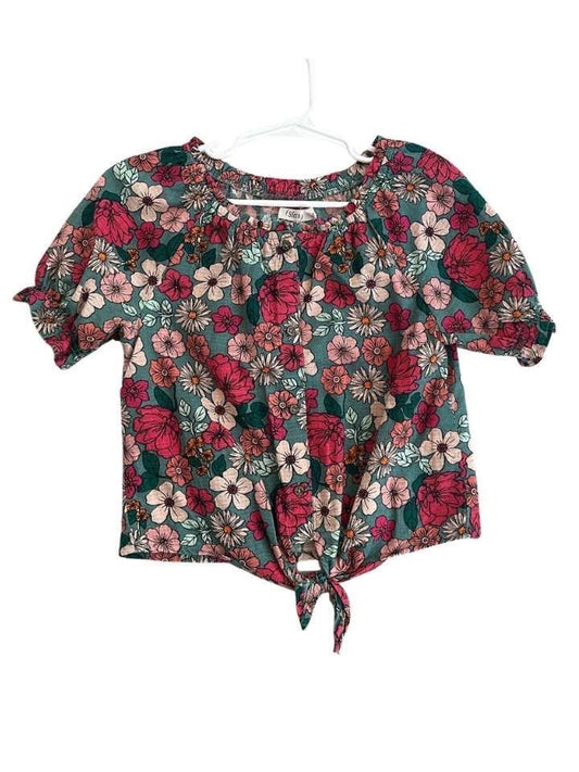 Bluse kurzarm, 116/122, Sfera, grün/Blumen bunt